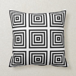 Schwarz-weißes geometrischer Entwurfs-Kissen Kissen