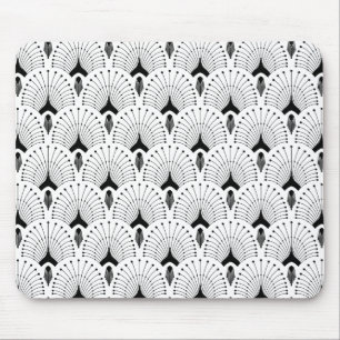 Schwarz-weißes geometrisches Art-Déco-Muster Mousepad
