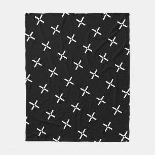 Schwarz-weißes geometrisches, modernes Muster Fleecedecke
