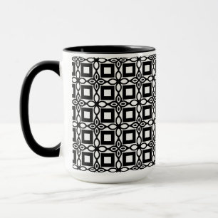 Schwarz-weißes geometrisches Muster Latte-Mug Tasse