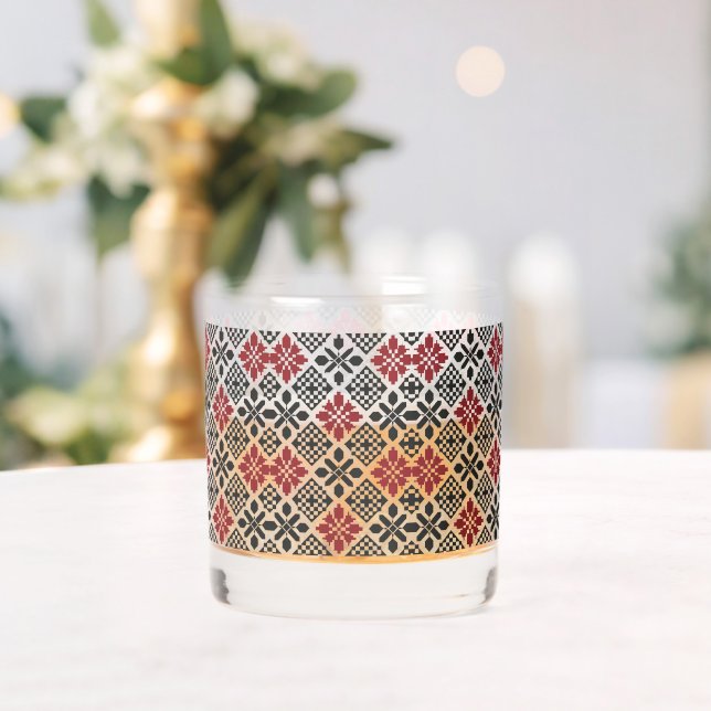 Schwarz-weißes geometrisches Muster Whiskyglas (Insitu (Hochzeit))