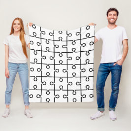 Schwarz-weißes geometrisches Puzzleteil-Retromuste Fleecedecke