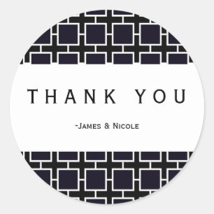 Schwarz-weißes geometrisches Schick-Party-Sticker Runder Aufkleber