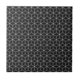 Schwarz-weißes geometrisches Würfelmuster Fliese