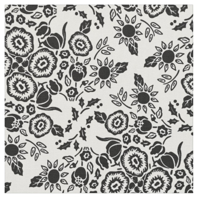 Schwarz-weißes Gewebe aus Floral Damask Stoff (Nahaufnahme)