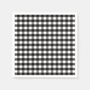 Schwarz-weißes Gingham-Karo-Muster Serviette