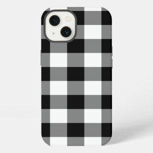 Schwarz-weißes Gingham-Muster iPhone Hülle