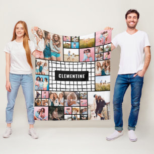 Schwarz-weißes Gitter 34 Foto modern minimalistisc Fleecedecke