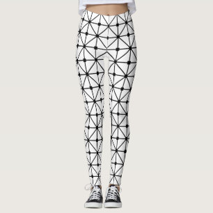 Schwarz-weißes Gittermuster Leggings