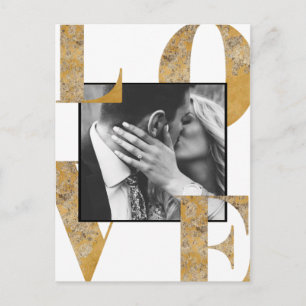 Schwarz-weißes Gold Foil Foto Save the Date Postka Postkarte