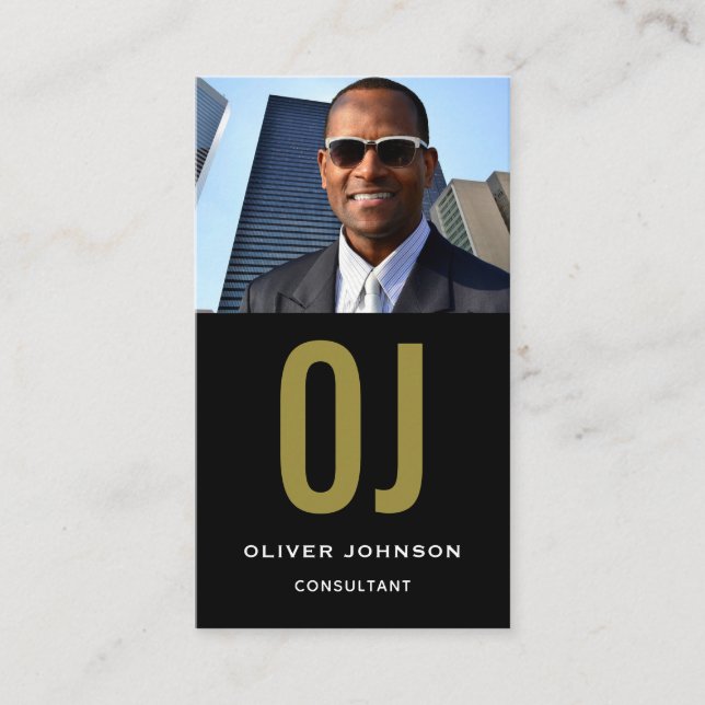 Schwarz-weißes Gold für vertikale Social Media Visitenkarte (Vorderseite)