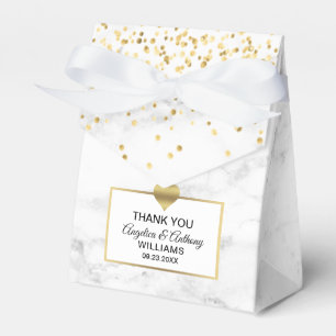 Schwarz-weißes Gold Heart Marble Gefallen Hochzeit Geschenkschachtel