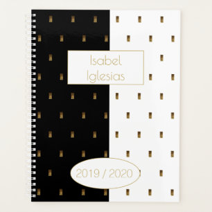 Schwarz-weißes Goldmonogramm 2019 2020 I Planer