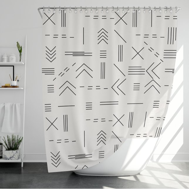 Schwarz-weißes Gorgees Modern Geometric Muster Duschvorhang (Black White Gorgeous Modern Geometric Pattern Shower Curtain)