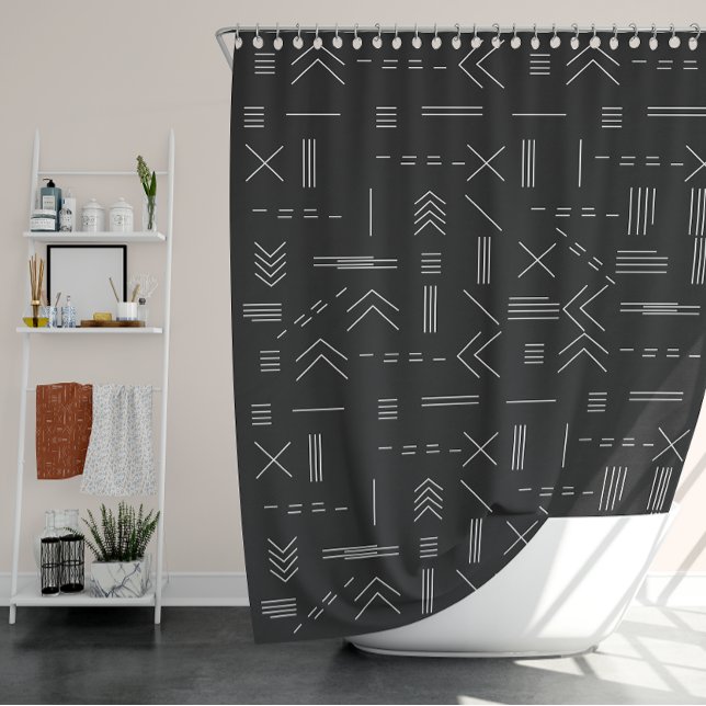 Schwarz-weißes Gorgees Modern Geometric Muster Duschvorhang (Black White Gorgeous Modern Geometric Pattern Shower Curtain)