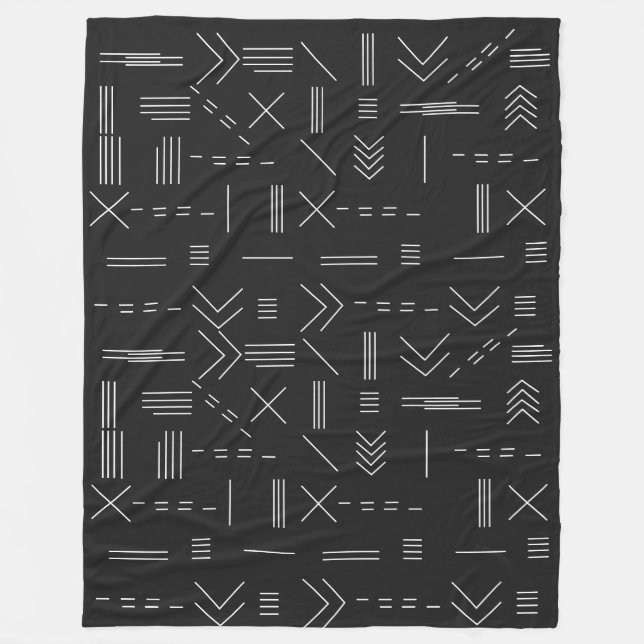 Schwarz-weißes Gorgees Modern Geometric Muster Fleecedecke (Vorderseite)