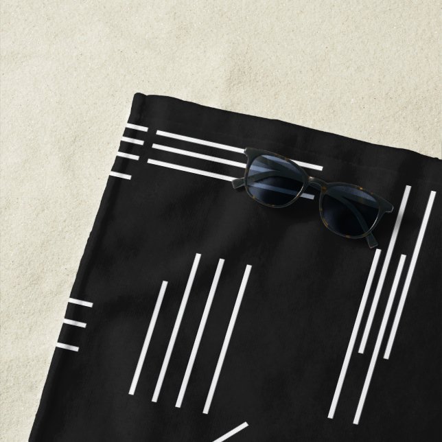 Schwarz-weißes Gorgees Modern Geometric Muster Strandtuch (Beispiel)