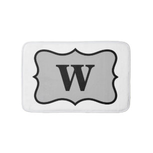 Schwarz-weißes graues Monogramm-Initialen-Zuhause Badematte