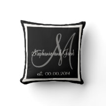 SCHWARZ-WEISSES GRAY MONOGRAM Wedding Sake Kissen