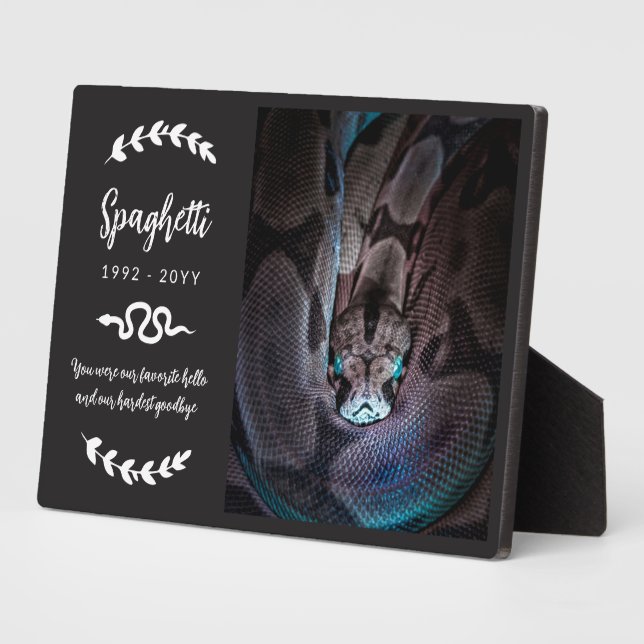 Schwarz-weißes Greenery Foto Schlange Memorial Fotoplatte (Seite)