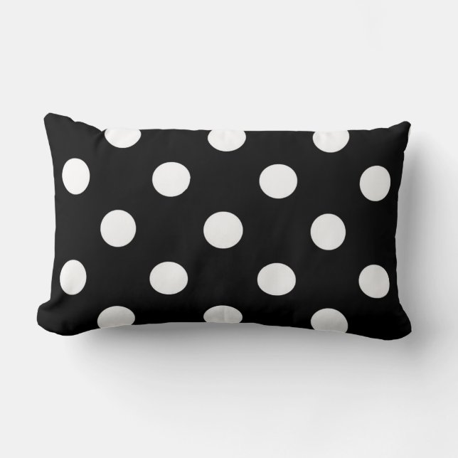 Schwarz-weißes großes Polka Dot Muster Lendenkissen (Vorderseite)
