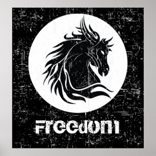 Schwarz-weißes Grunge Kopf motivierend Poster