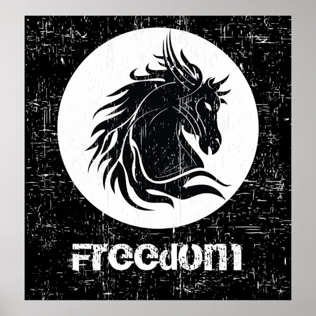 Schwarz-weißes Grunge Kopf motivierend Poster (Vorne)