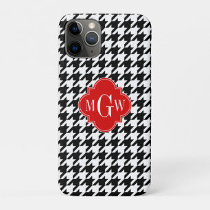 Schwarz-weißes Hahnentrittmuster Rotes Quatrefolie Case-Mate iPhone Hülle