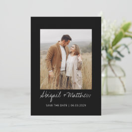 Schwarz-weißes handgeschriebenes Foto Einladung