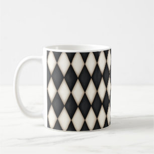 Schwarz-weißes Harlekin-Diamant-Karomuster Kaffeetasse