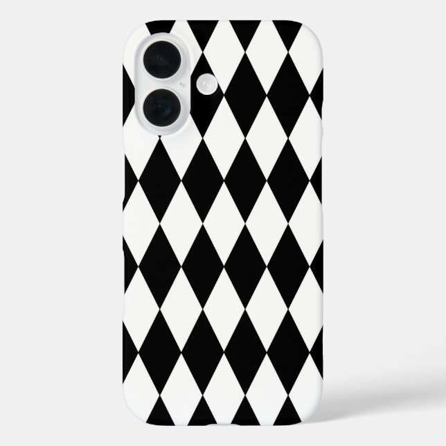 Schwarz-weißes Harlequin Diamonds-Musterdesign Case-Mate iPhone Hülle (Rückseite)