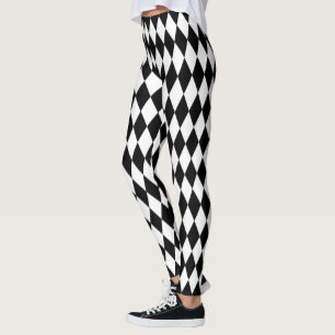 Schwarz-weißes Harlequin Diamonds-Musterdesign Leggings