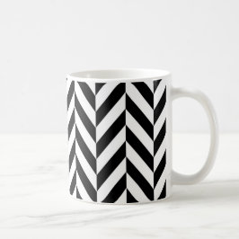 Schwarz-weißes Herringbone-Muster Kaffeetasse