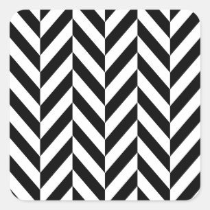 Schwarz-weißes Herringbone-Muster Quadratischer Aufkleber