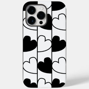 Schwarz-weißes Herzen-Streifen-Muster Case-Mate iPhone 14 Pro Max Hülle