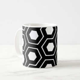 Schwarz-weißes Hexagon Honeycomb Geometrisches Mus Kaffeetasse