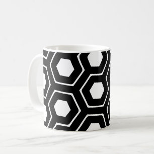 Schwarz-weißes Hexagon Honeycomb Geometrisches Mus Kaffeetasse