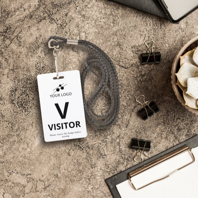 Schwarz-weißes Hinzufügen Ihres Logo-Besuchers Ausweis (Von Creator hochgeladen)