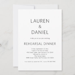 Schwarz-weißes Hochzeitsessen mit einfachem Text Einladung