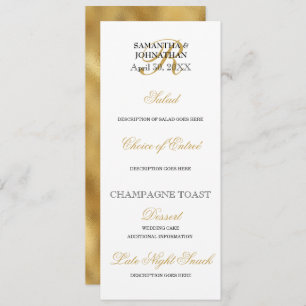 Schwarz-weißes Hochzeitsmenü Dinner Party Einladung