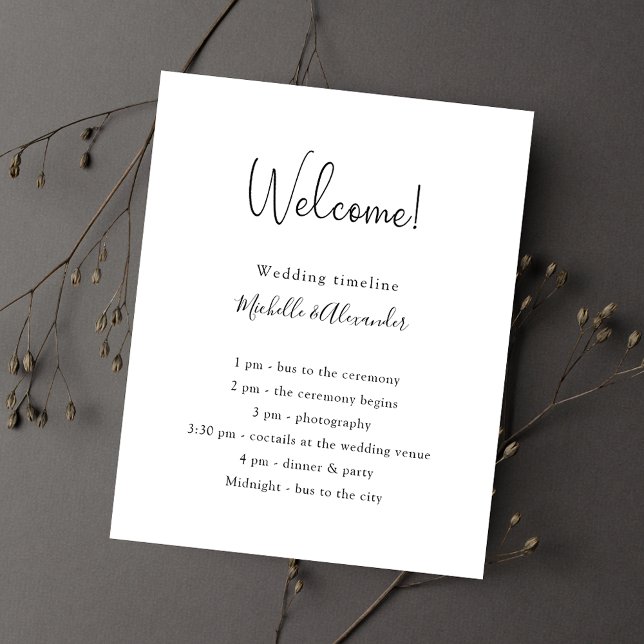 Schwarz-weißes Hochzeitsprogramm Details Budget (Von Creator hochgeladen)