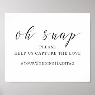 Schwarz-weißes Hochzeitsschild. Instagram-Hashtag Poster