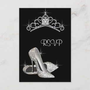 Schwarz-weißes hohes Heels Quinceanera UAWG RSVP Karte