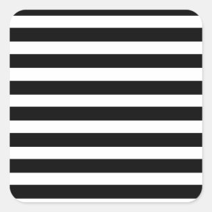 Schwarz-weißes horizontales Streifenzebra-Muster Quadratischer Aufkleber
