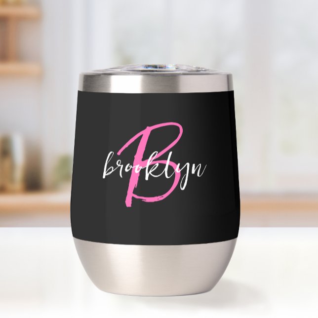 Schwarz-weißes Hot-Pink-Monogramm (Von Creator hochgeladen)