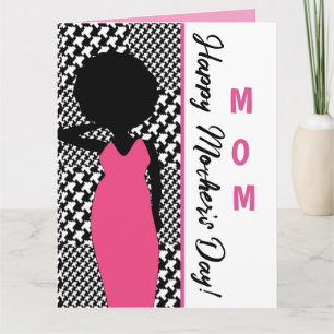 Schwarz-weißes Hundezahn-Muster Muttertag Karte