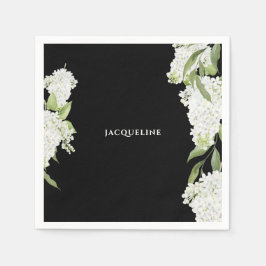 Schwarz-weißes Hydrangeas-Brautparty Serviette