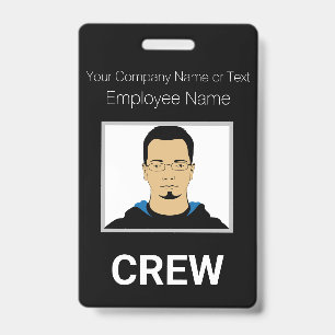 Schwarz-Weißes individuelles Crew-Foto-ID-Abzeiche Ausweis