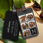 Schwarz-weißes Instagramm 5 Foto Collage Monogramm Gepäckanhänger<br><div class="desc">Hintergrund: Ein optionales Zickzack Muster - Verwenden Sie fünf quadratische Fotos,  um ein einzigartiges und persönliches Geschenk zu kreieren. Oder man behalte den Hipster Welpe und macht einen trendigen Sake. Wenn Sie die Bilder anpassen müssen,  klicken Sie auf das Werkzeug anpassen,  um Änderungen vorzunehmen.</div>