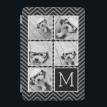 Schwarz-weißes Instagramm 5 Foto Collage Monogramm iPad Mini Hülle<br><div class="desc">Hintergrund: Ein optionales Zickzack Muster - Verwenden Sie fünf quadratische Fotos,  um ein einzigartiges und persönliches Geschenk zu kreieren. Oder man behalte den Hipster Welpe und macht einen trendigen Sake. Wenn Sie die Bilder anpassen müssen,  klicken Sie auf das Werkzeug anpassen,  um Änderungen vorzunehmen.</div>